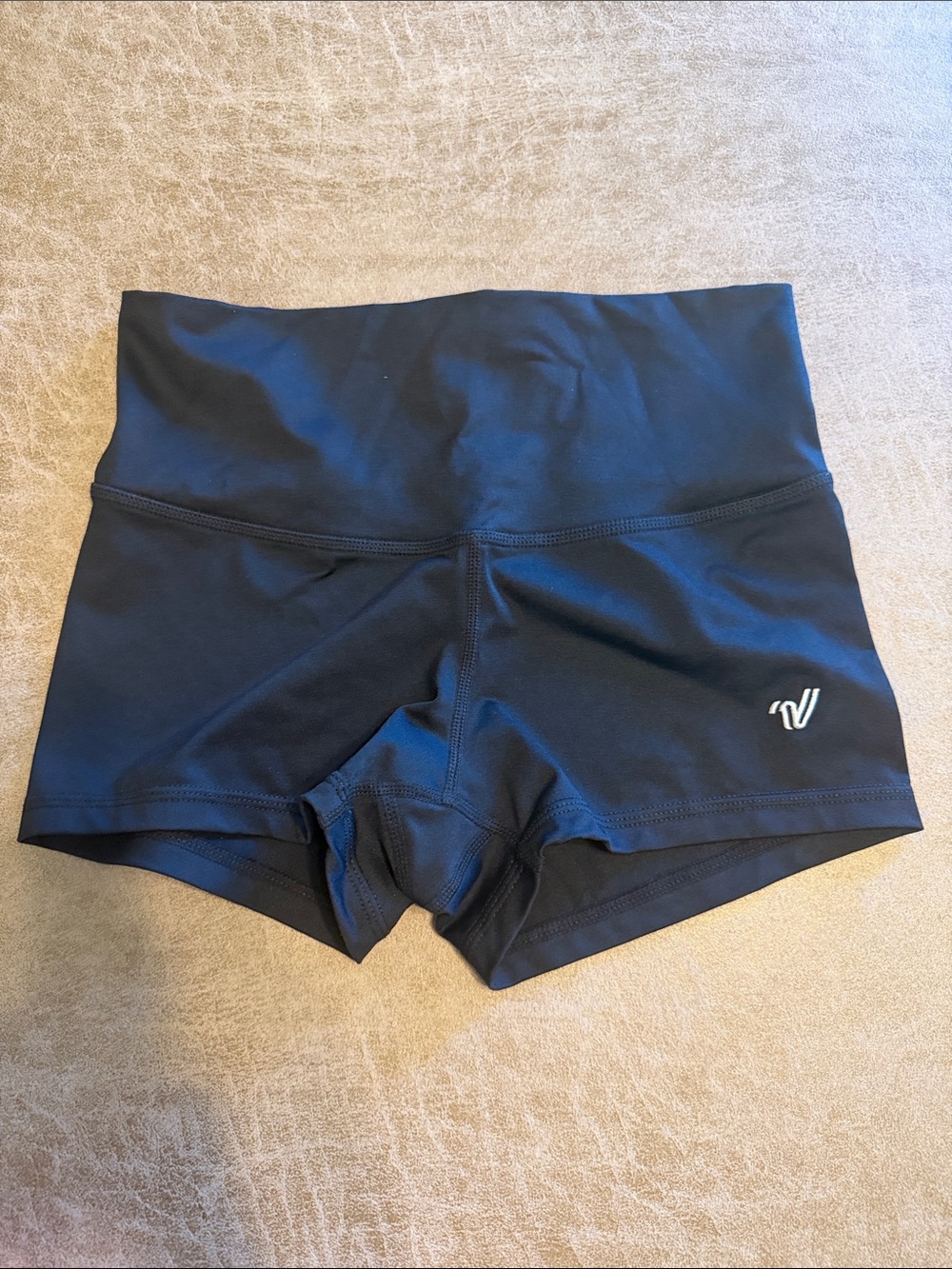 Varsity Black High-Waist Bike Shorts with Logo